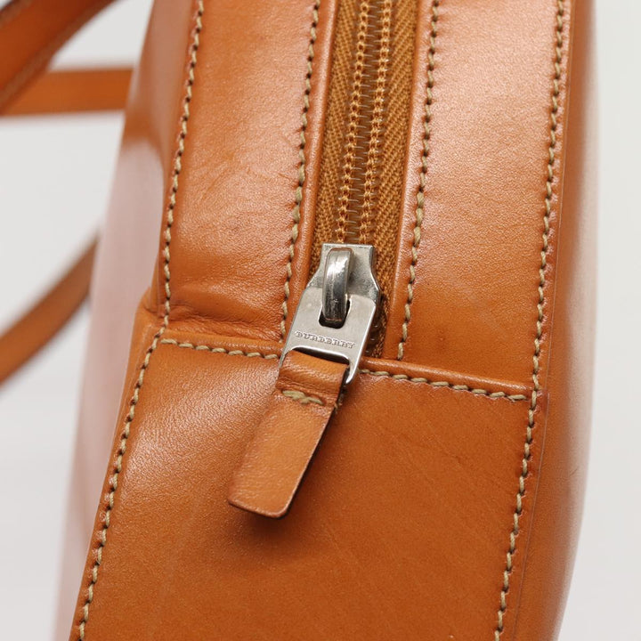 Burberry Shoulder Bag Leather Brown Silver Auth ti2043