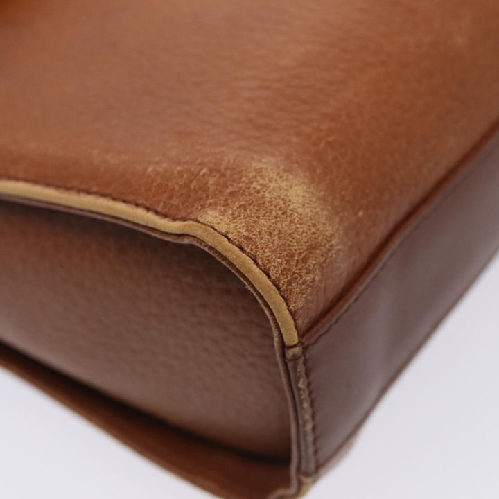 BurberrySs Shoulder Bag Leather Brown Gold Auth ti2045