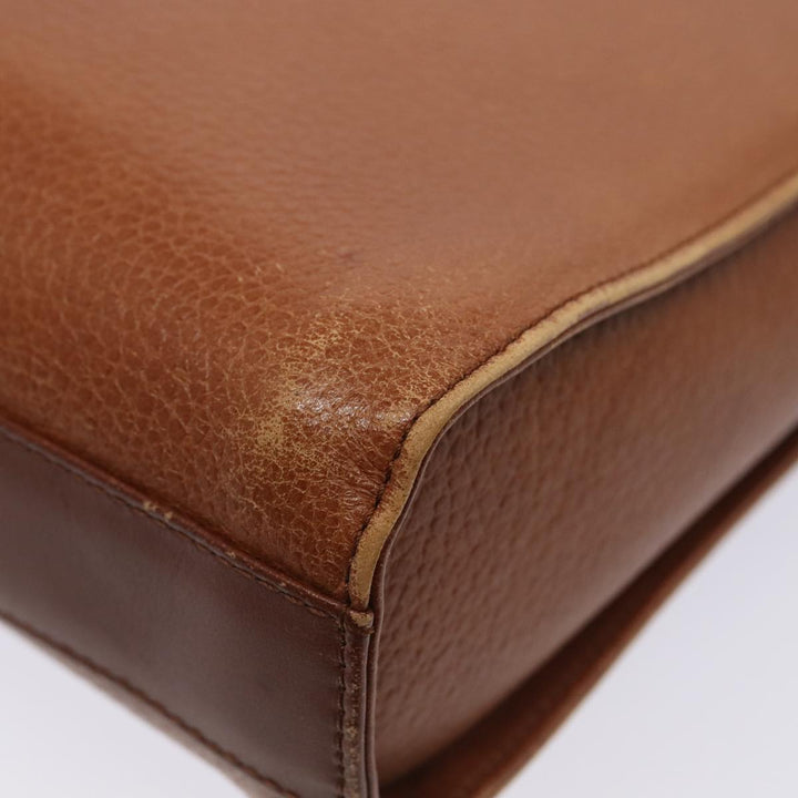 BurberrySs Shoulder Bag Leather Brown Gold Auth ti2045