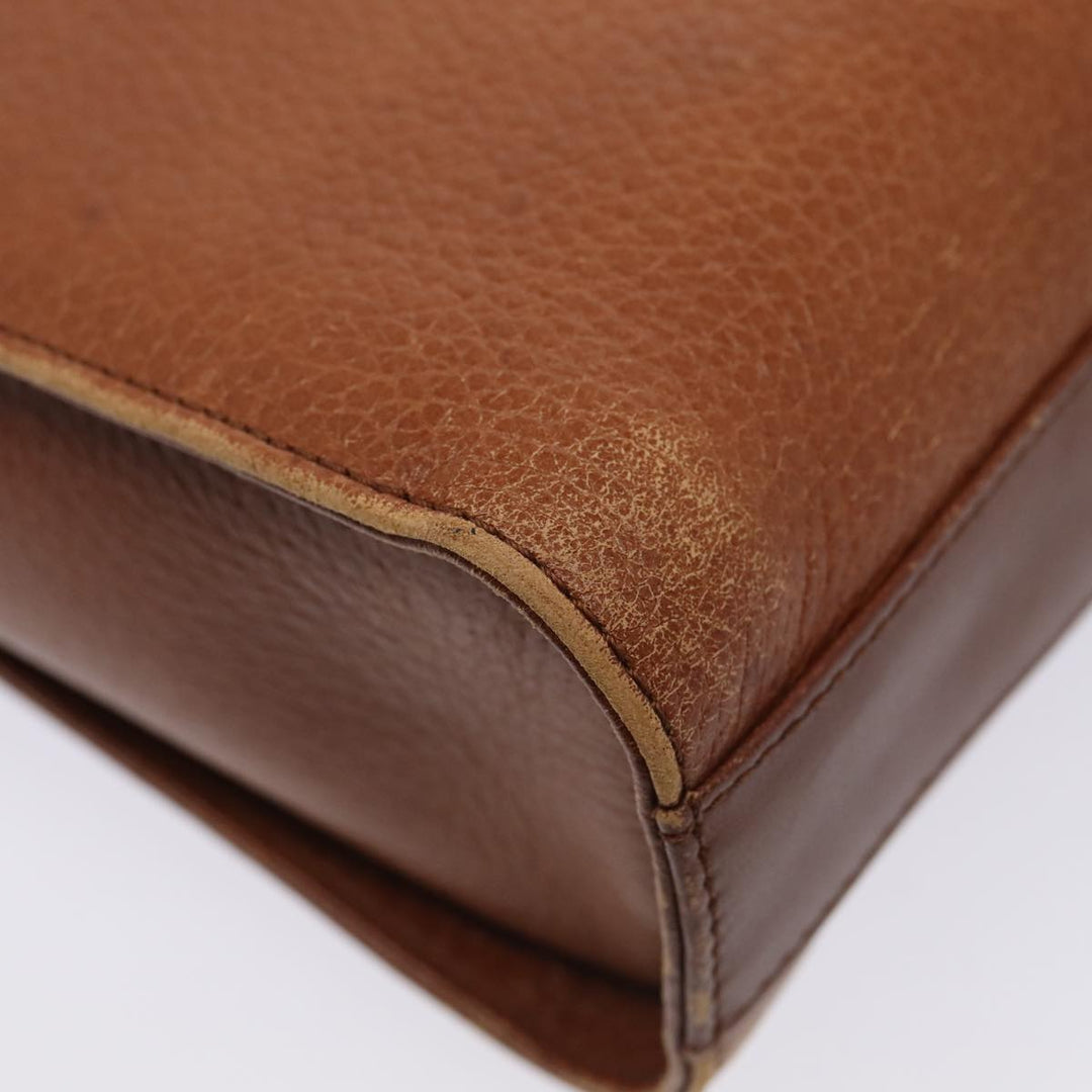 BurberrySs Shoulder Bag Leather Brown Gold Auth ti2045