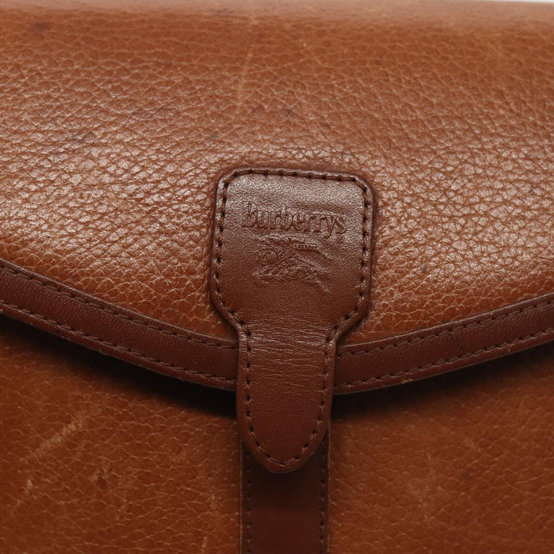 BurberrySs Shoulder Bag Leather Brown Gold Auth ti2045