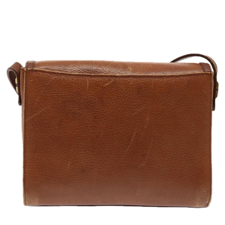 BurberrySs Shoulder Bag Leather Brown Gold Auth ti2045