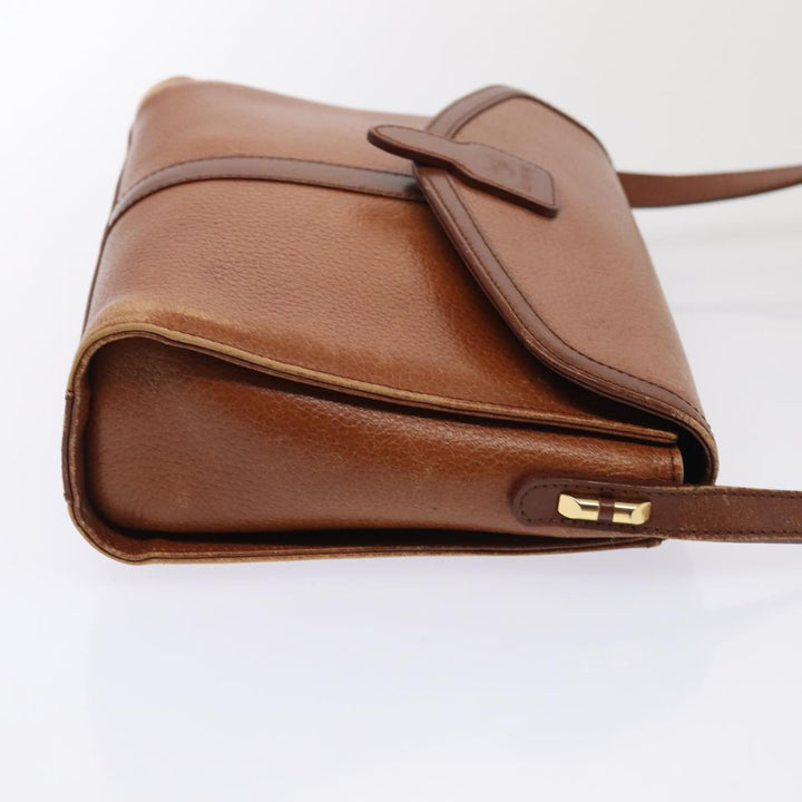 BurberrySs Shoulder Bag Leather Brown Gold Auth ti2045