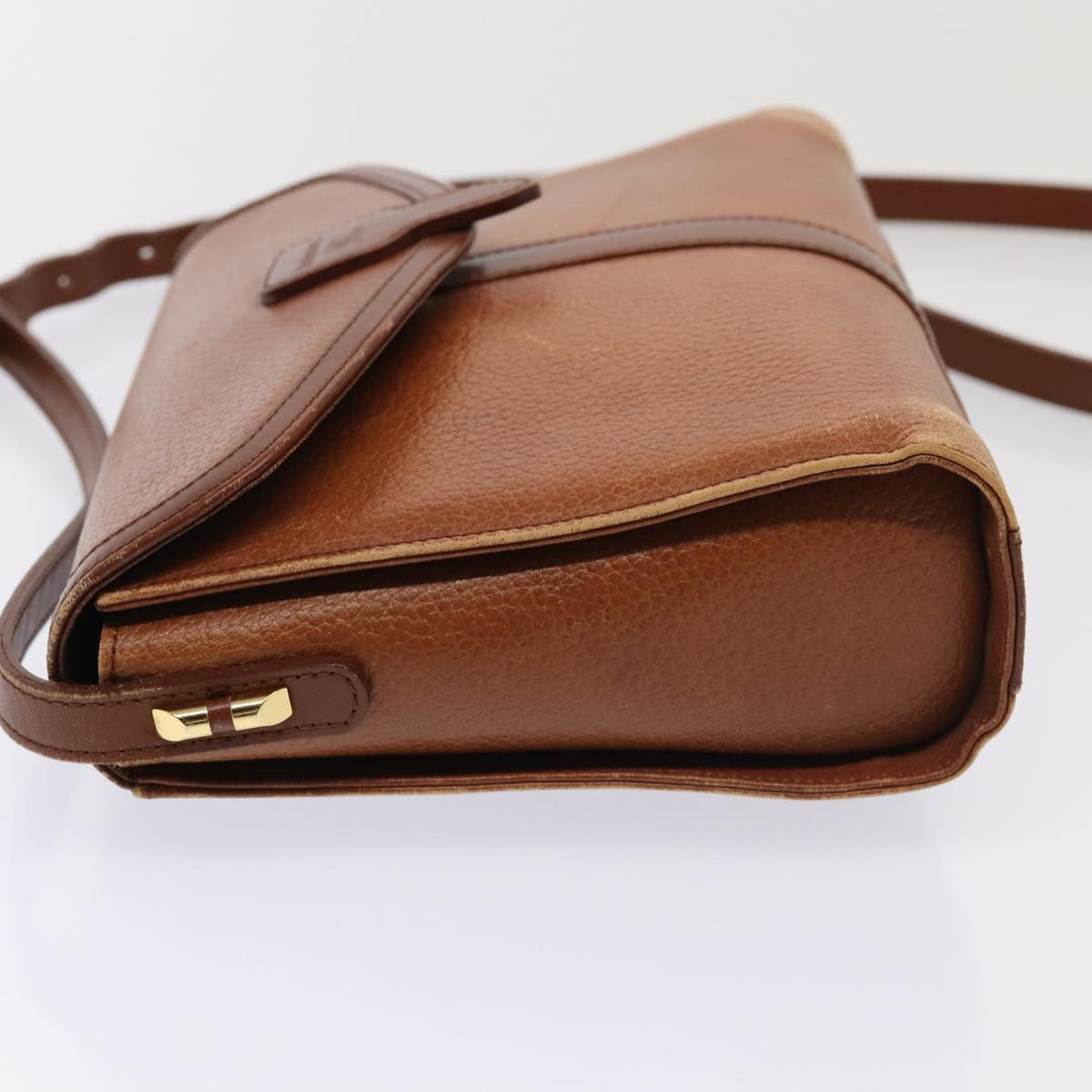BurberrySs Shoulder Bag Leather Brown Gold Auth ti2045