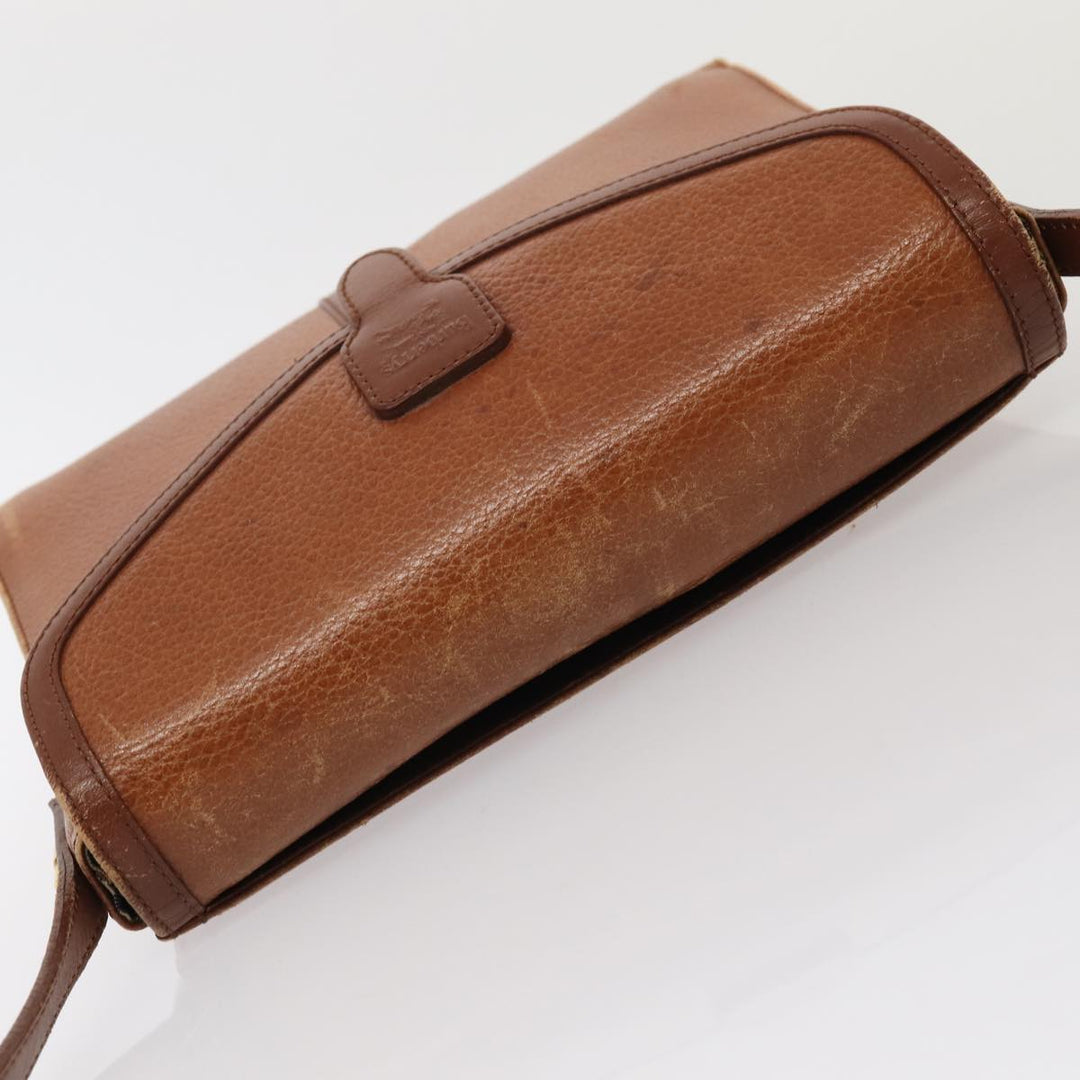 BurberrySs Shoulder Bag Leather Brown Gold Auth ti2045