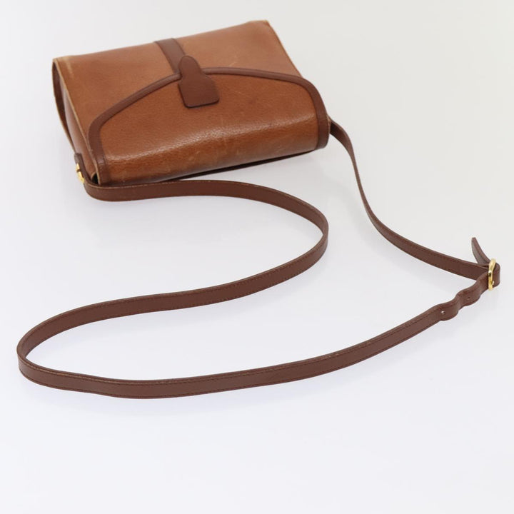 BurberrySs Shoulder Bag Leather Brown Gold Auth ti2045