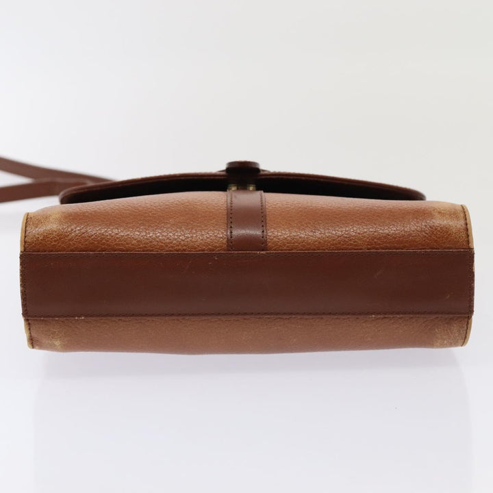 BurberrySs Shoulder Bag Leather Brown Gold Auth ti2045