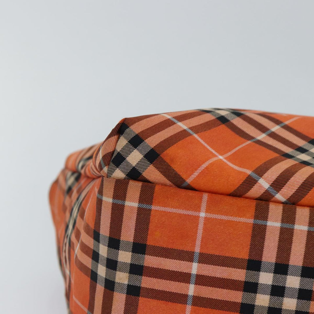 Burberry Nova Check Hand Bag Nylon Orange Silver Auth ti2046