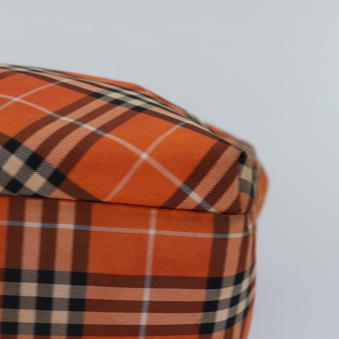 Burberry Nova Check Hand Bag Nylon Orange Silver Auth ti2046