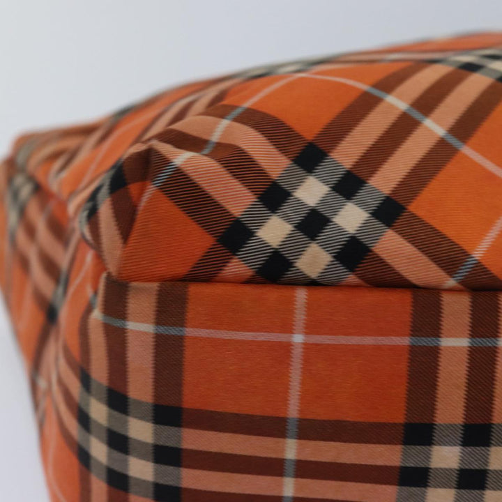 Burberry Nova Check Hand Bag Nylon Orange Silver Auth ti2046