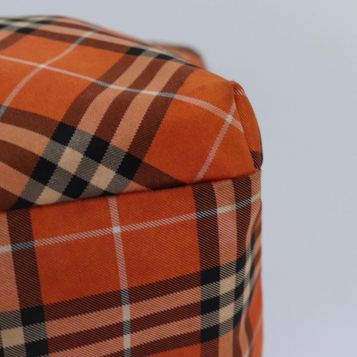Burberry Nova Check Hand Bag Nylon Orange Silver Auth ti2046