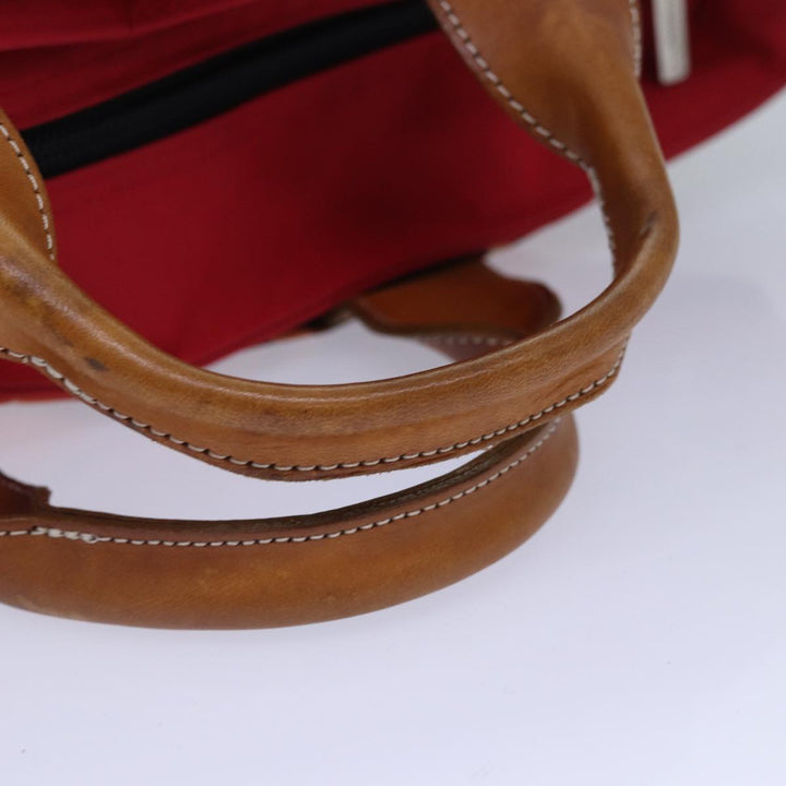 Burberry Nova Check Hand Bag Nylon Orange Silver Auth ti2046