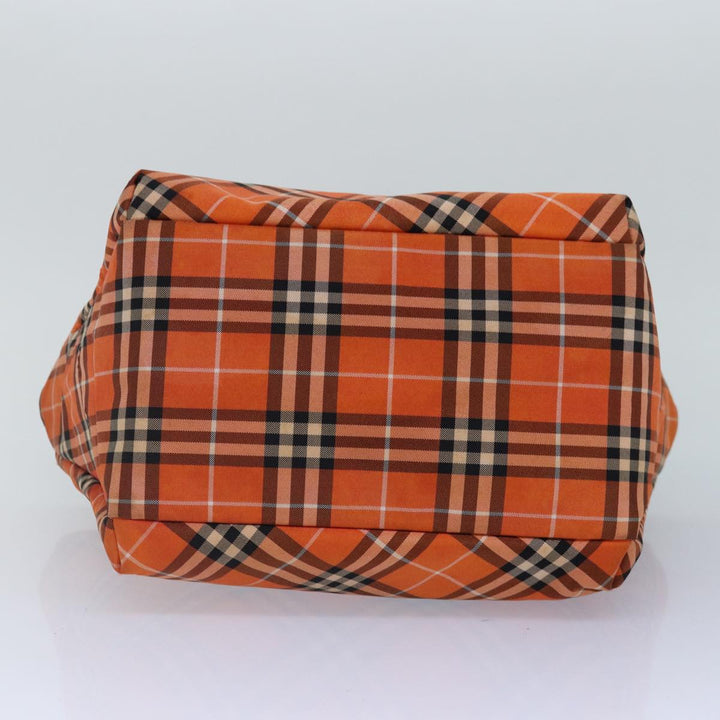 Burberry Nova Check Hand Bag Nylon Orange Silver Auth ti2046