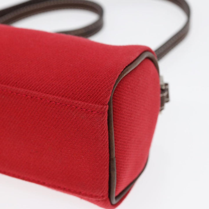 Burberry Blue Label Shoulder Bag Canvas Red Brown Silver Auth ti2048