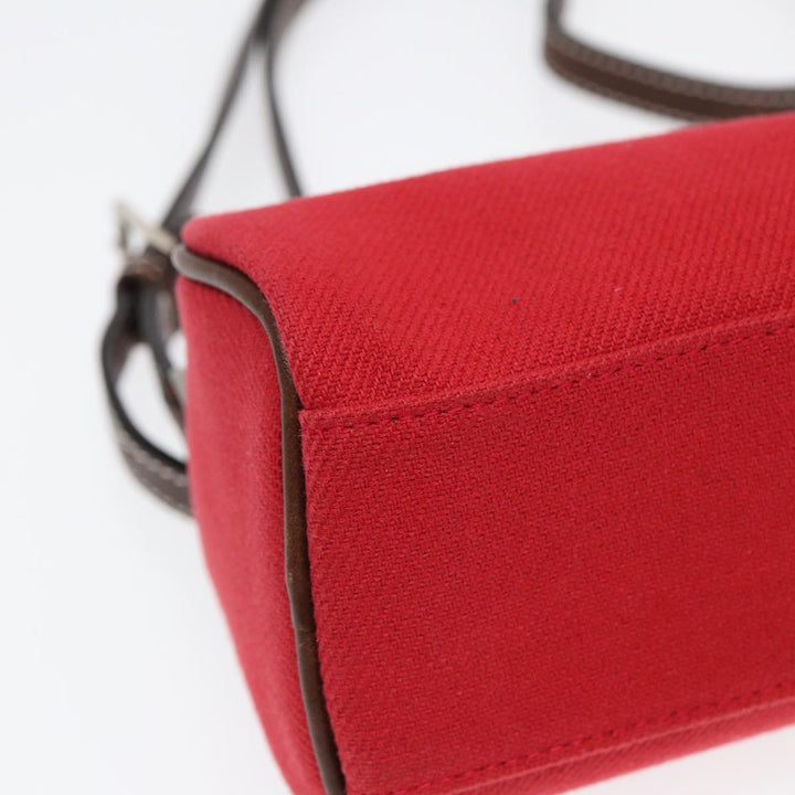 Burberry Blue Label Shoulder Bag Canvas Red Brown Silver Auth ti2048