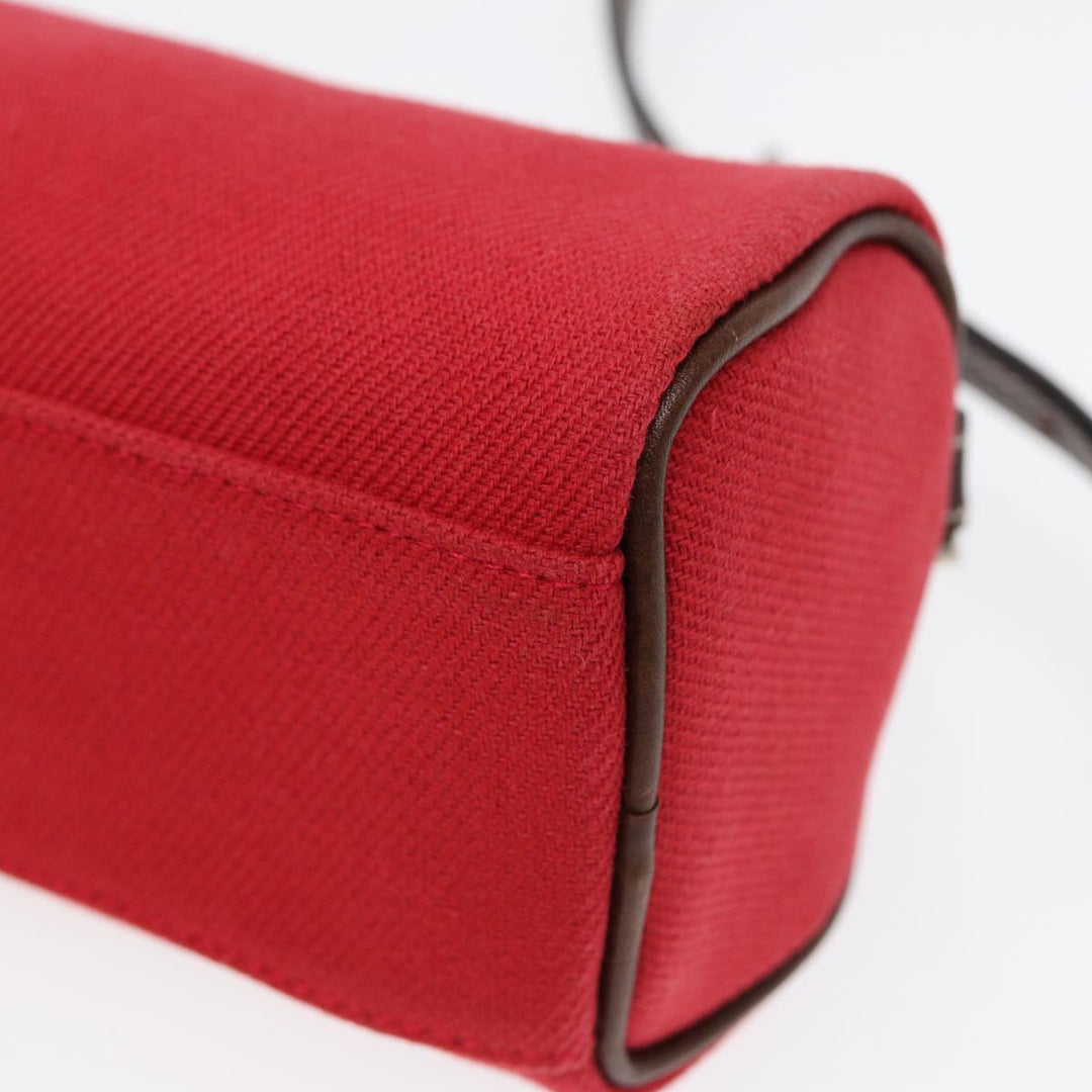 Burberry Blue Label Shoulder Bag Canvas Red Brown Silver Auth ti2048