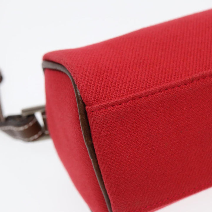 Burberry Blue Label Shoulder Bag Canvas Red Brown Silver Auth ti2048
