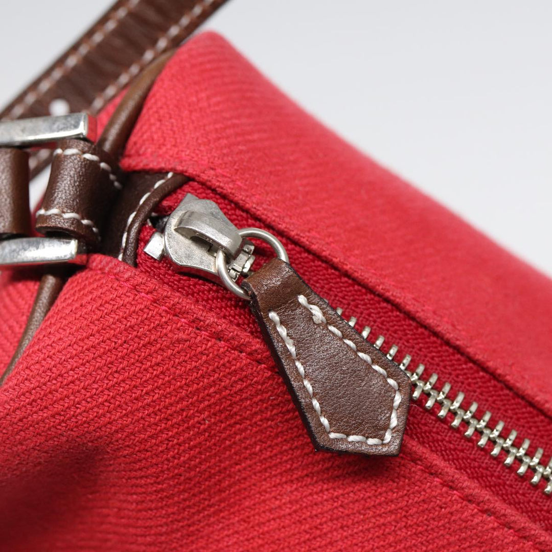 Burberry Blue Label Shoulder Bag Canvas Red Brown Silver Auth ti2048