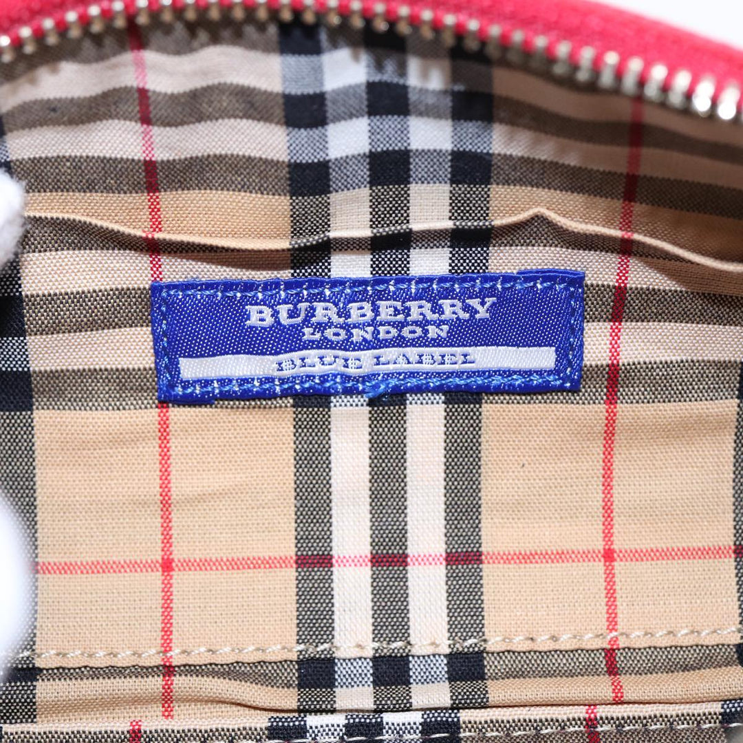 Burberry Blue Label Shoulder Bag Canvas Red Brown Silver Auth ti2048