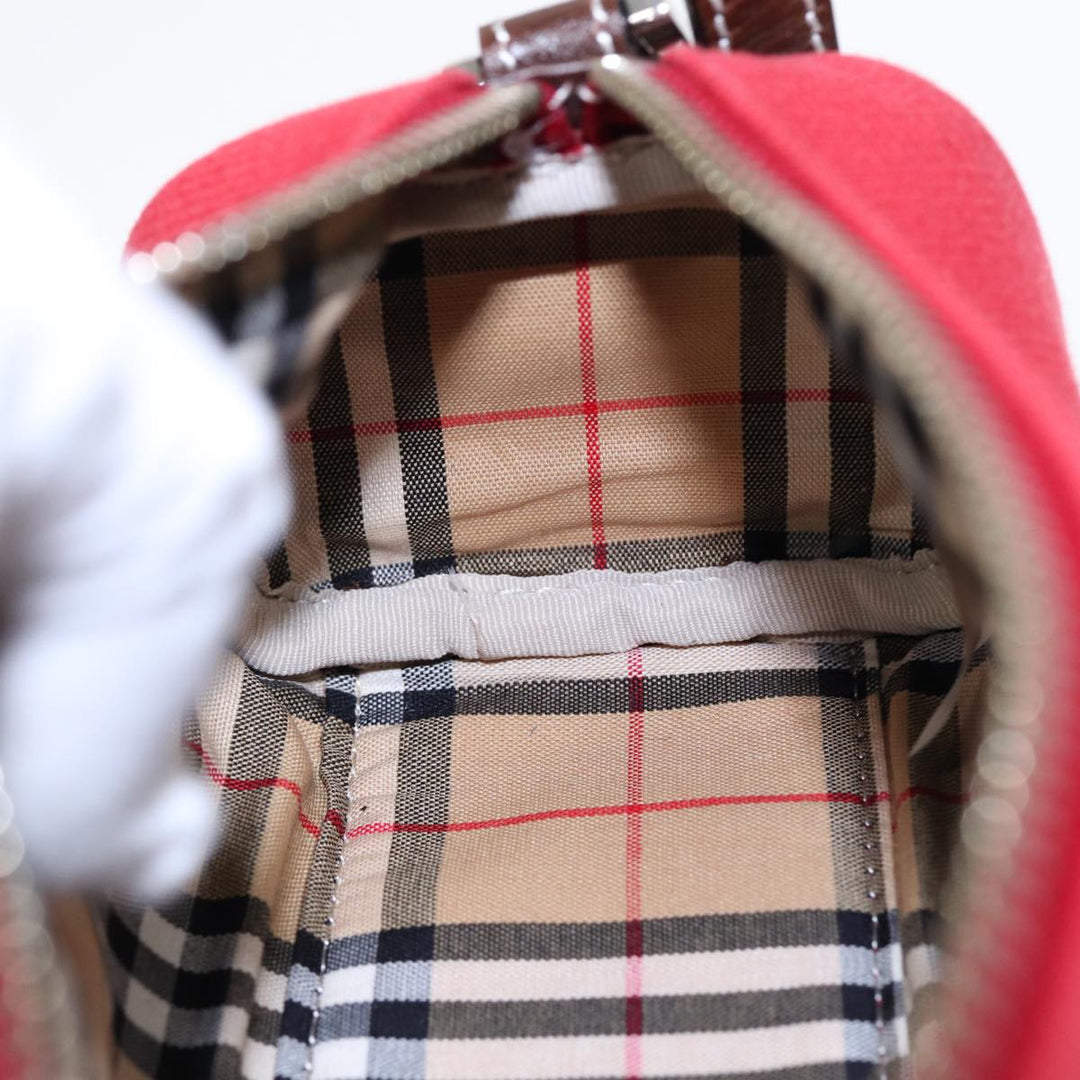 Burberry Blue Label Shoulder Bag Canvas Red Brown Silver Auth ti2048