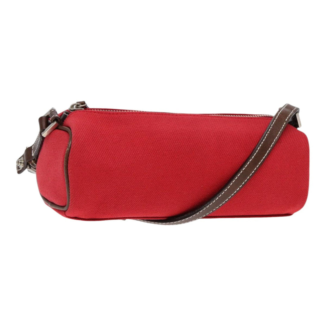 Burberry Blue Label Shoulder Bag Canvas Red Brown Silver Auth ti2048