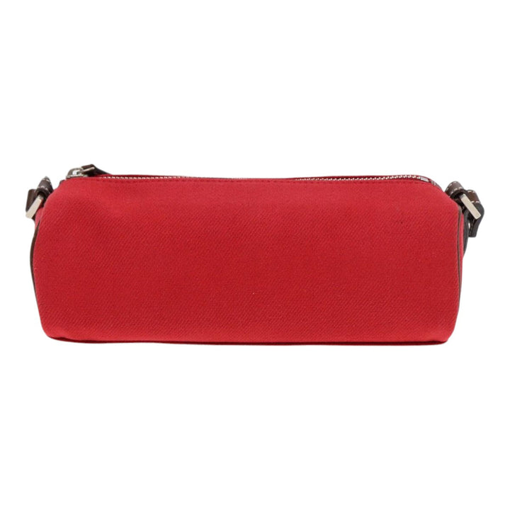 Burberry Blue Label Shoulder Bag Canvas Red Brown Silver Auth ti2048