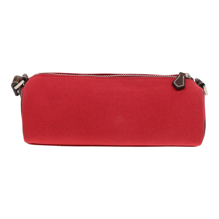 Burberry Blue Label Shoulder Bag Canvas Red Brown Silver Auth ti2048
