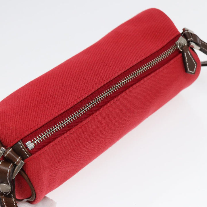 Burberry Blue Label Shoulder Bag Canvas Red Brown Silver Auth ti2048