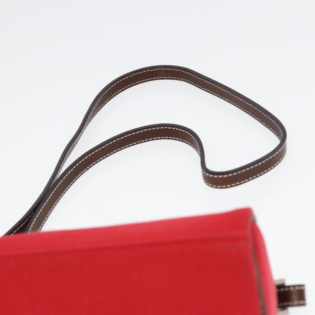 Burberry Blue Label Shoulder Bag Canvas Red Brown Silver Auth ti2048