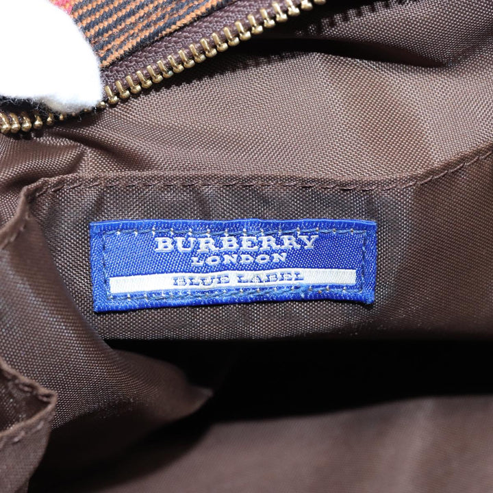 Burberry Nova Check Blue Label Hand Bag Canvas Brown Gold Auth ti2058