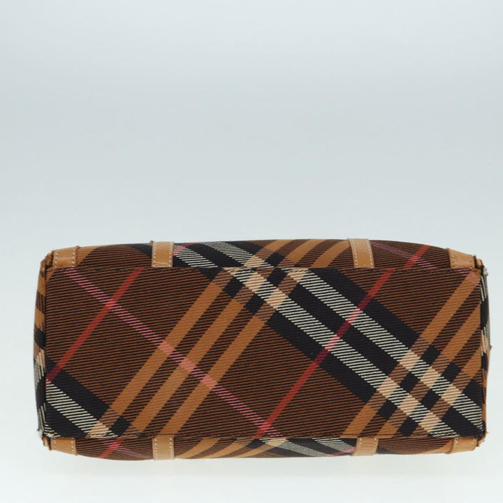 Burberry Nova Check Blue Label Hand Bag Canvas Brown Gold Auth ti2058