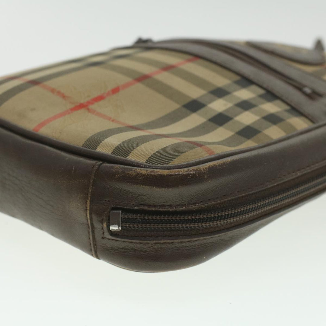 BurberrySs Nova Check Clutch Bag Nylon Beige Auth ti943
