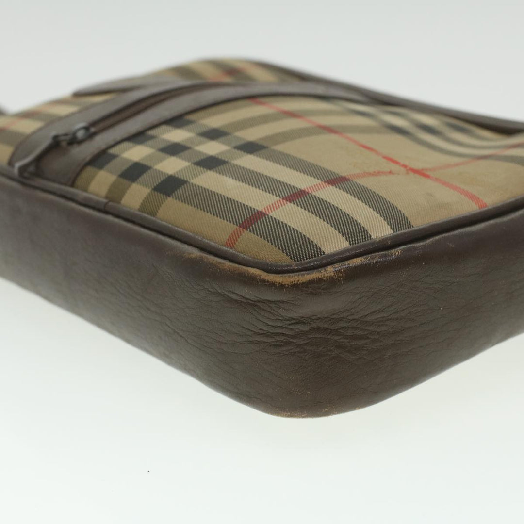 BurberrySs Nova Check Clutch Bag Nylon Beige Auth ti943