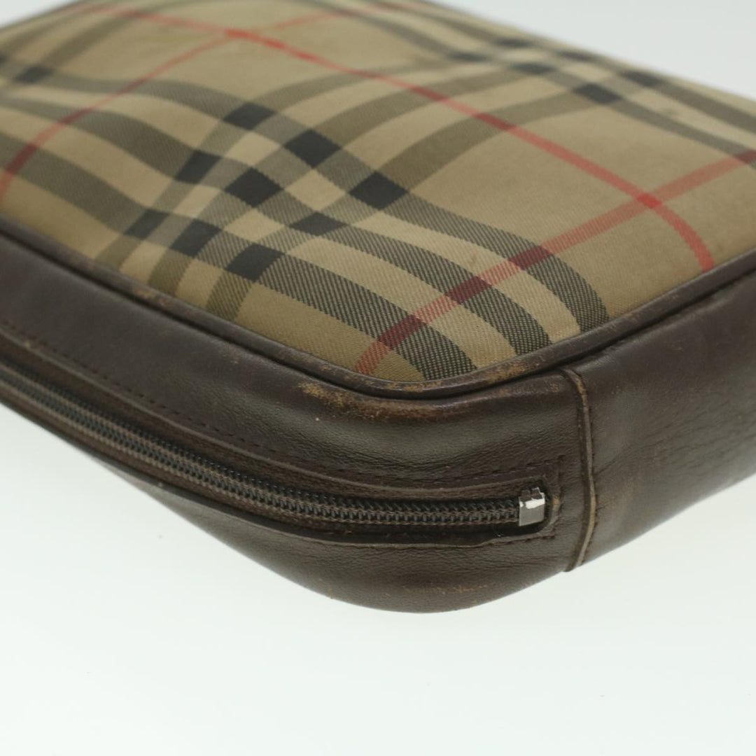 BurberrySs Nova Check Clutch Bag Nylon Beige Auth ti943