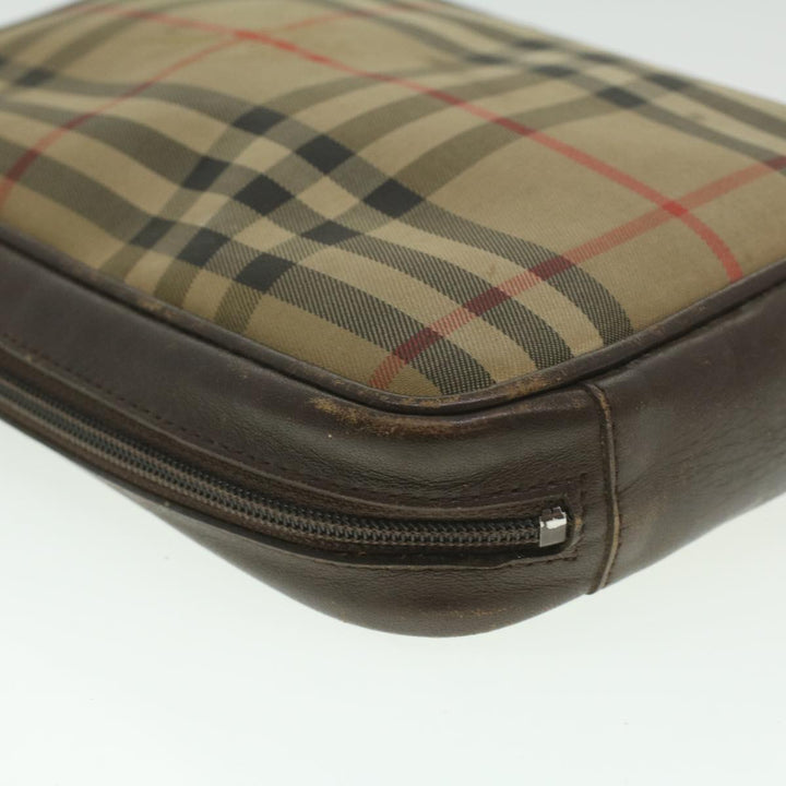 BurberrySs Nova Check Clutch Bag Nylon Beige Auth ti943