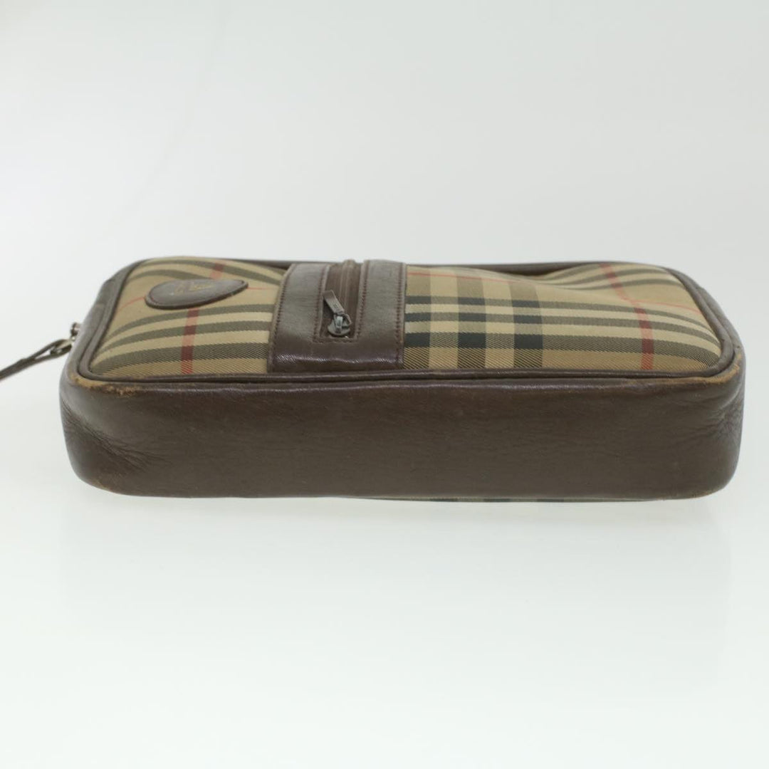 BurberrySs Nova Check Clutch Bag Nylon Beige Auth ti943