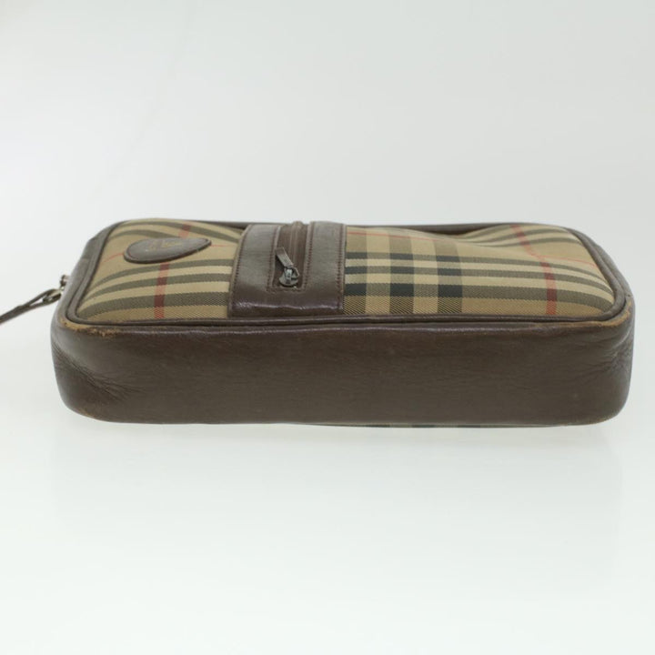 BurberrySs Nova Check Clutch Bag Nylon Beige Auth ti943
