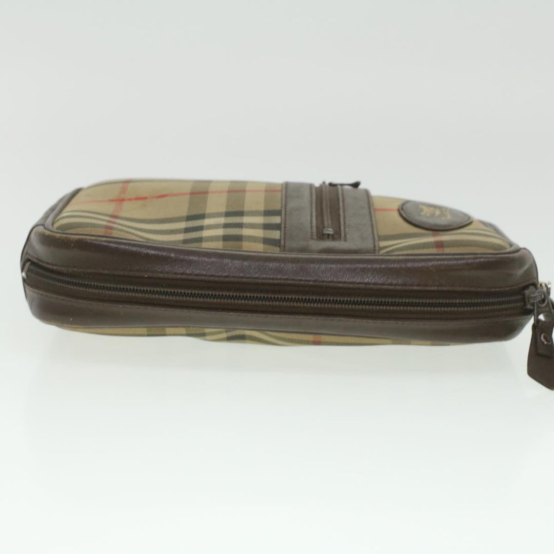 BurberrySs Nova Check Clutch Bag Nylon Beige Auth ti943