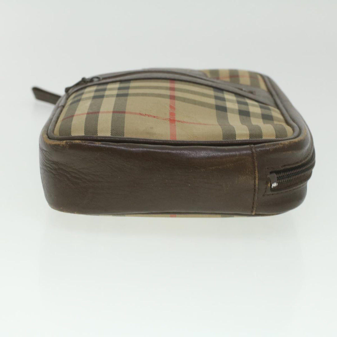 BurberrySs Nova Check Clutch Bag Nylon Beige Auth ti943
