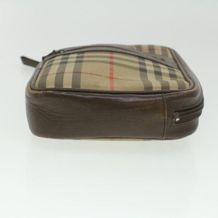 BurberrySs Nova Check Clutch Bag Nylon Beige Auth ti943