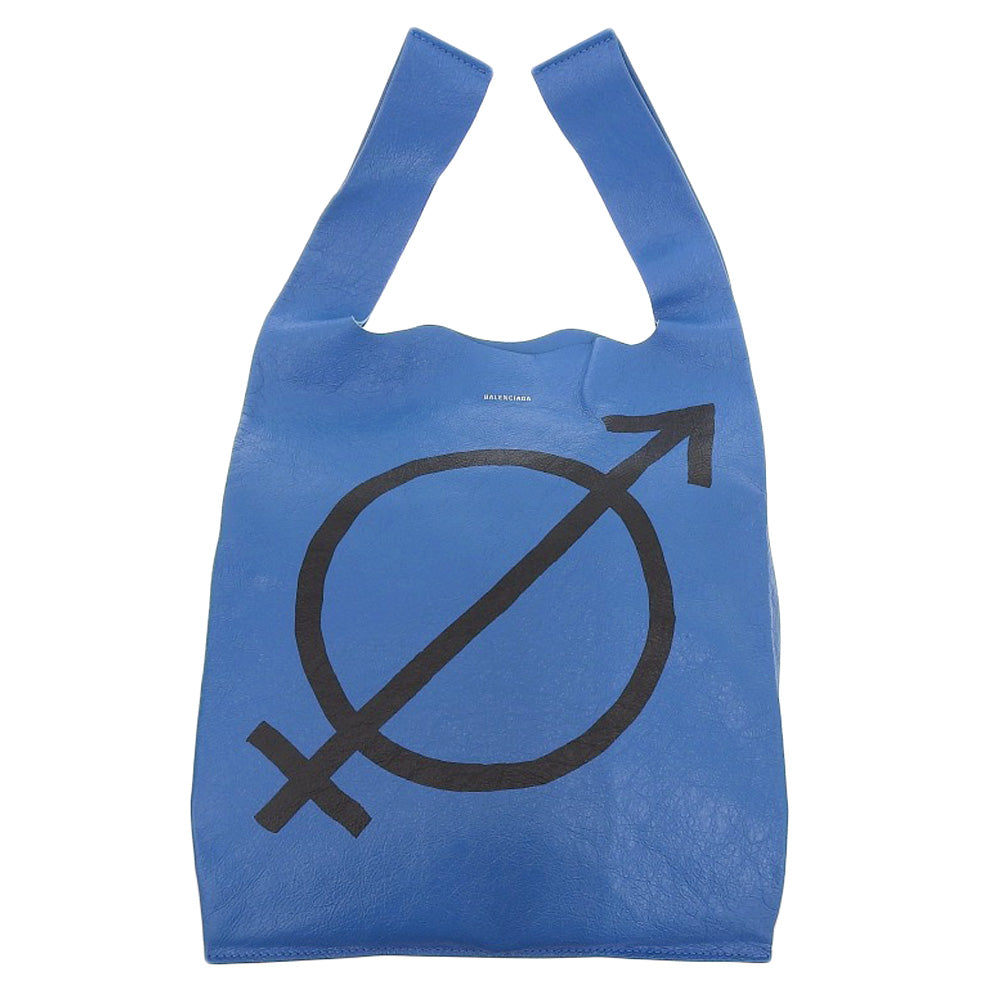 Top Quality Balenciaga Leather Shopper M Tote Bag Blue Black