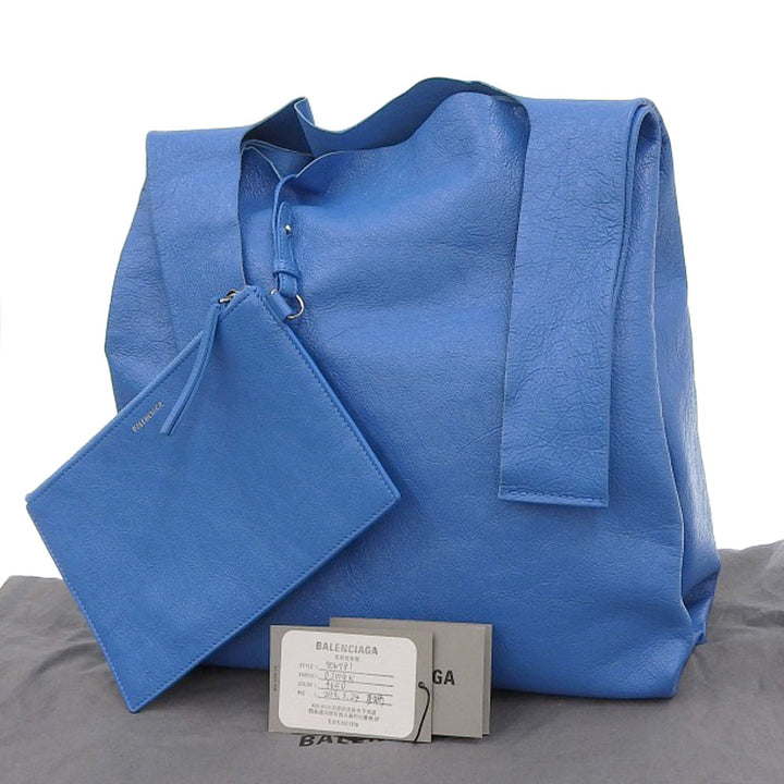 Top Quality Balenciaga Leather Shopper M Tote Bag Blue Black