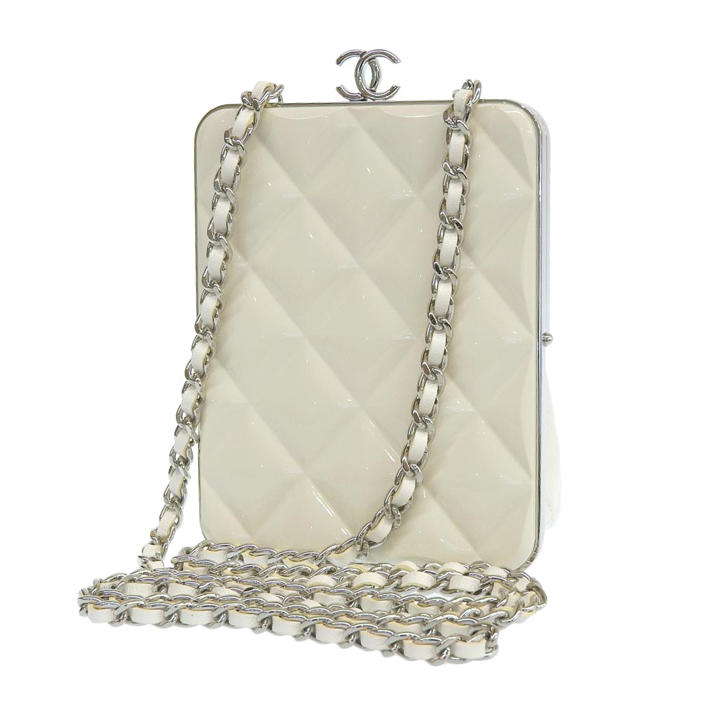 Top Quality Chanel Coco Mark Chain Clutch Shoulder Bag White