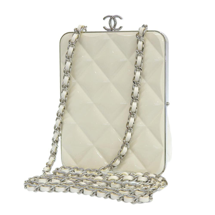 Top Quality Chanel Coco Mark Chain Clutch Shoulder Bag White