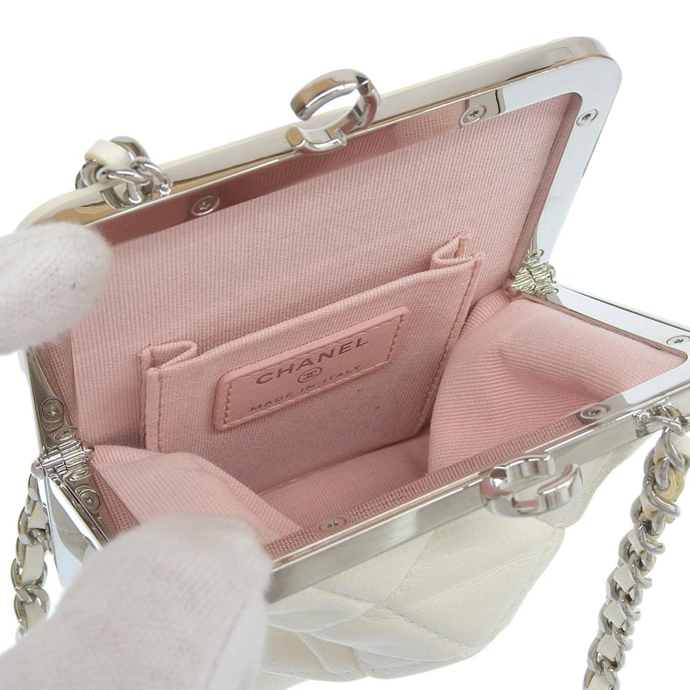 Top Quality Chanel Coco Mark Chain Clutch Shoulder Bag White