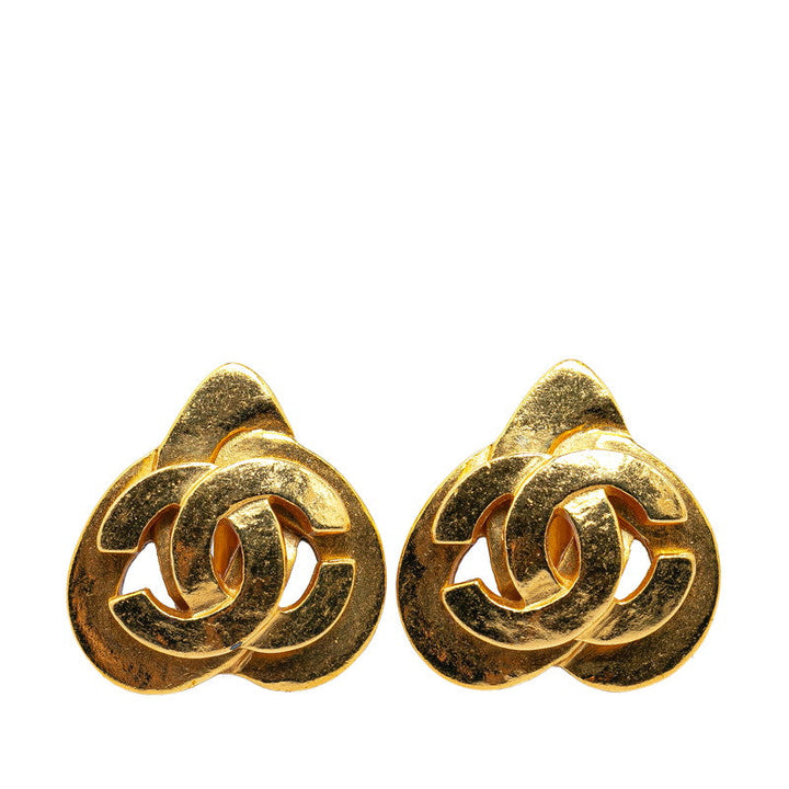 Top Quality Chanel Vintage Coco Mark Heart Motif Clip-On Earrings Gold