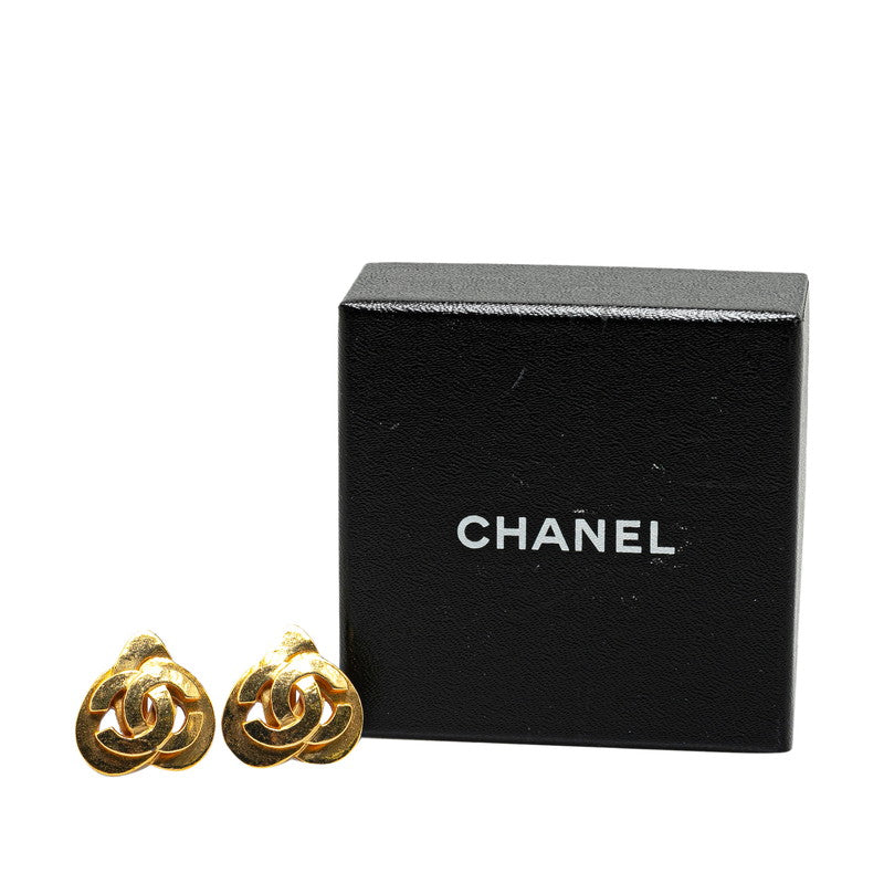 Top Quality Chanel Vintage Coco Mark Heart Motif Clip-On Earrings Gold