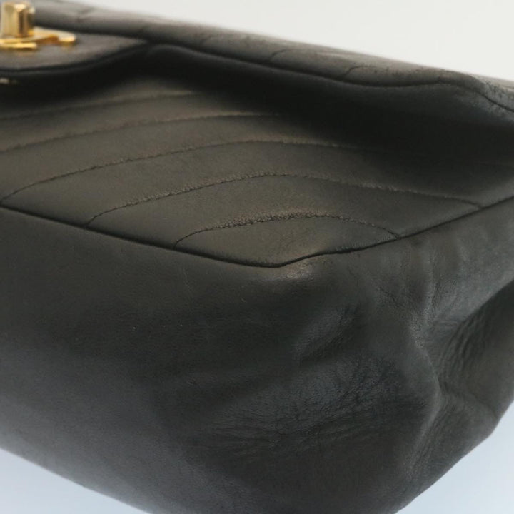 Top Quality Chanel Mademoiselle Turn Lock New Shoulder Bag Lamb Skin Black CC Auth ai677A