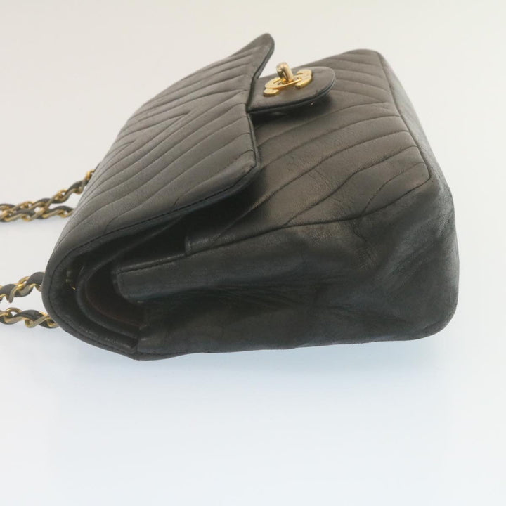 Top Quality Chanel Mademoiselle Turn Lock New Shoulder Bag Lamb Skin Black CC Auth ai677A