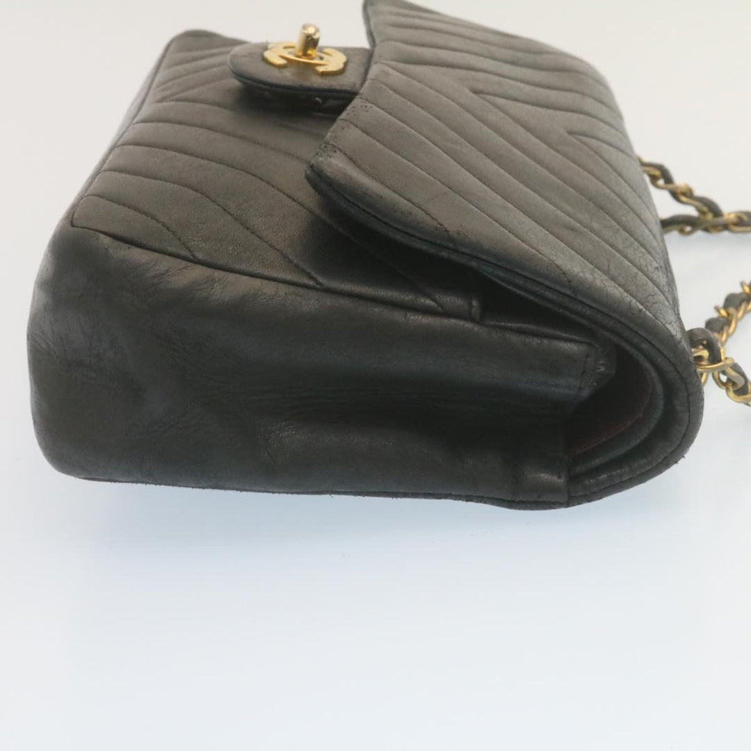 Top Quality Chanel Mademoiselle Turn Lock New Shoulder Bag Lamb Skin Black CC Auth ai677A
